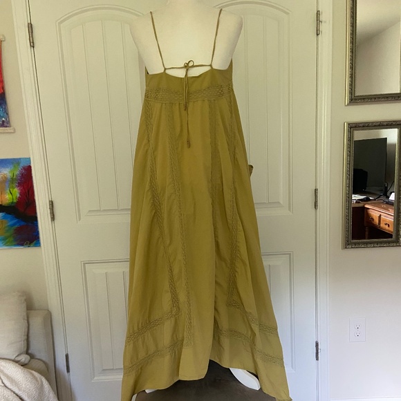 Free People Green, Spaghetti Strap, Maxi, Cotton Dress - Picture 4 of 16
